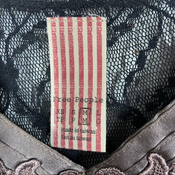 FREE PEOPLE Black Lace Sheer Kami Top - Picture 2 of 5